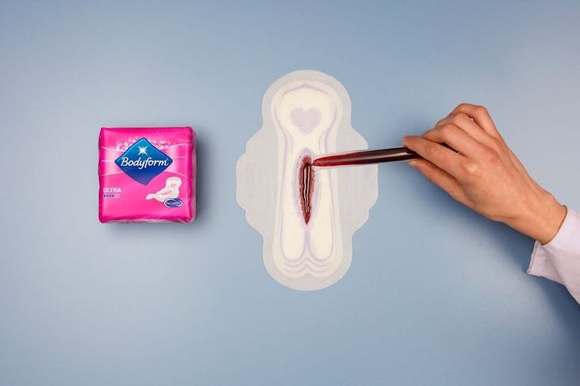 This new sanitary towel advert shows realistic red period blood Stylist