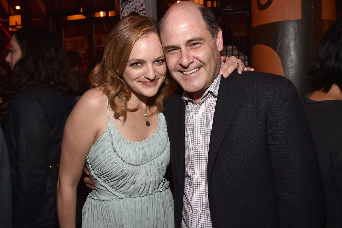 LOS ANGELES, CA - AUGUST 07: Actress Elisabeth Moss and producer Matt Weiner attend the after party for the premiere of RADIUS-TWC's 'The One I Love' at Umami Burger on August 7, 2014 in Los Angeles, California. (Photo by Alberto E. Rodriguez/Getty Images)