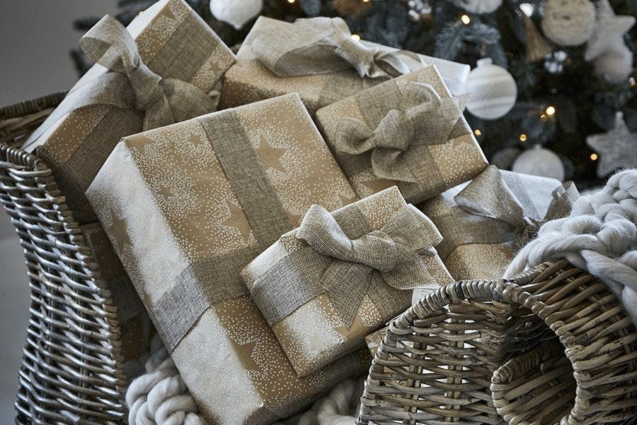 Christmas wrapping paper presents festive luxury designer gifting fashion style